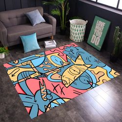 rick and morty, anime rug, manga rug, kawaii rug, colorful rug, pop art rug, fantastic rug, minimalist rug, custom rug