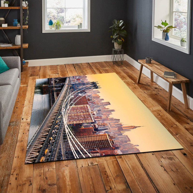 New York City Brooklyn Bridge View Rug, NYC City Brooklyn Bridge Rug, Sky and City View Rug, City Scape City Skyline Rug for Livingroom.jpg