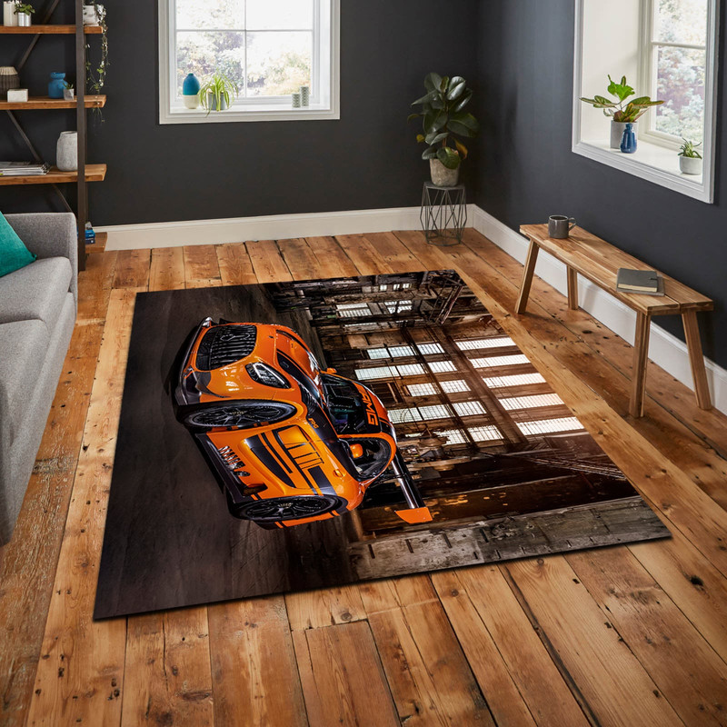 Sport Car for Car Lover, Orange Car On the Way, Sport Racing Cool Rug for Livingroom or Bedroom, Modern Popular Sport Car Carpet.jpg