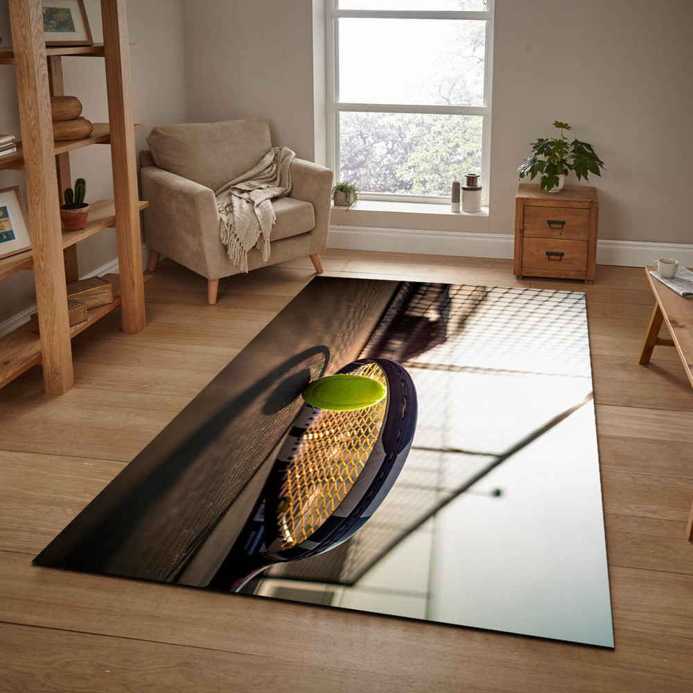 Tennis Racket Sport Rug, Colorful Hype Custom Rug, Tennis Player Rug, Popularızed Sport Poster Rug, Gift for Tennis.jpg