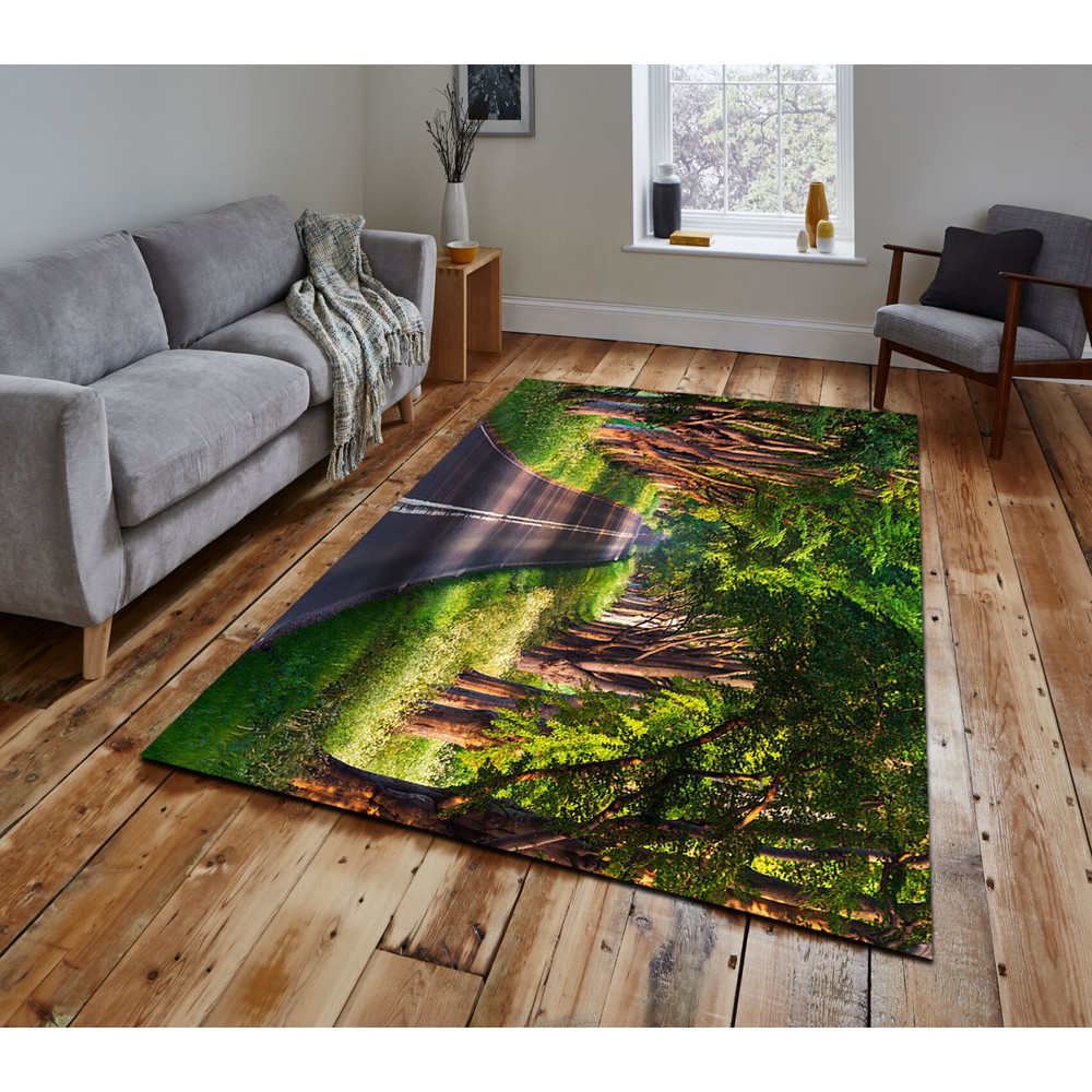 Way Rug, Way and Forest Rug, Beautiful Relaxing Custom Forest Way Rug for Living or Badroom, Forest Way Landscape.jpg