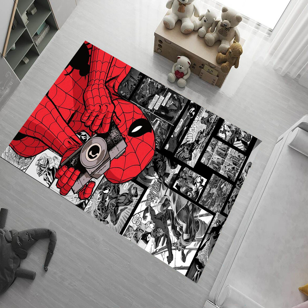Cartoon Rug,Spiderman Rug,Spiderman Pattern Rug,Blue and Red Rug,Play Rug,Kids Room Rug,Boys Rug,Soft Rug,Funny Rug,Decorative Rug,.jpg