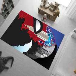spiderman face pattern rug,kids room rug,boys rug,red rug,soft rug,cartoon rug,area rug,christmas gifts, childrens rug,b