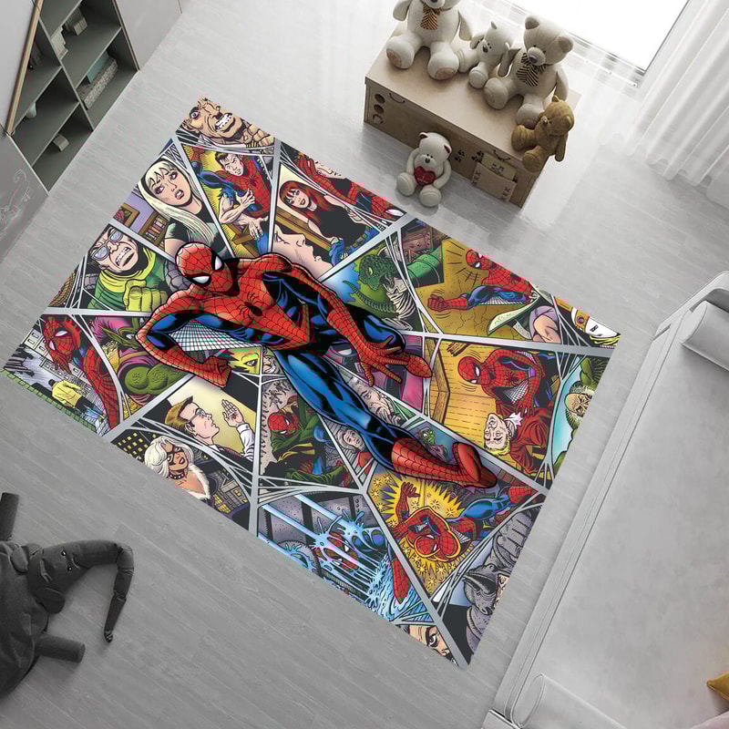 Spiderman Rug,Spiderman Pattern,Spider Web,Cartoon Character Rug,Kids Room Rug,Rugs For Kids Room,Red Rug,Gift for Her,Teens Rug,Child Rug.jpg