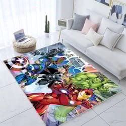 super hero rug, kids mat, superhero carpet, ironman, hulk, captain america, thor, super hero decor