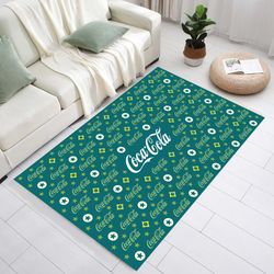 coca cola rug, coca cola written rug, modern rug, blue rug, white rug, living room rug, kitchen rug, kitchen decor, bedr
