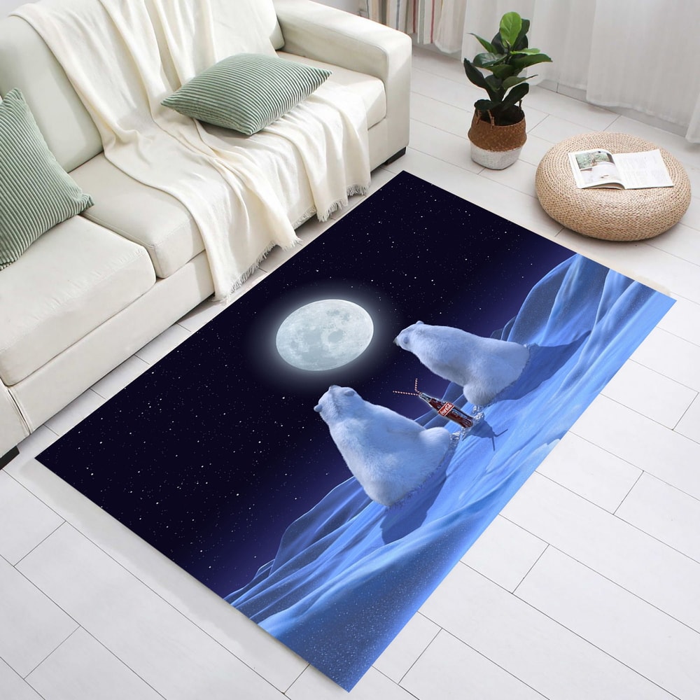 Coca Cola Themed Rug,Polar Bear, Coca Cola, Mom Bear, Baby Bear ,Polar Ice Cap, Coke Drinking Bear, Winter Rug,Art Rug,New Year Rug,.jpg