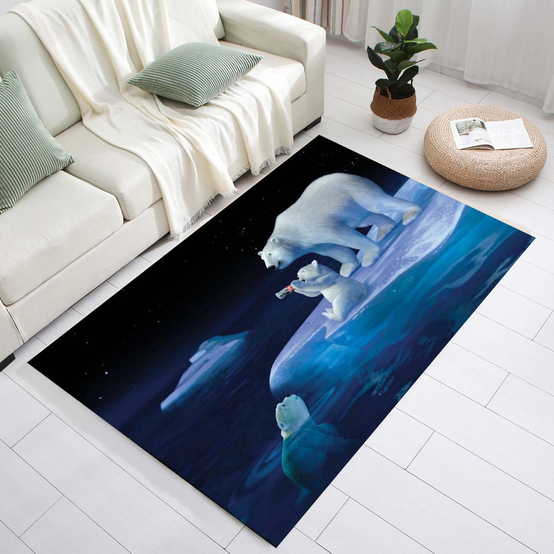 Coca Cola Themed Rug,Poles Pattern Rug, Polar Bear Rug,Snowy Rug ,Winter Rug, Living Room Rug,Kitchen Rug,Gift For Her,Gift Ideas.jpg