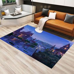 city pattern rugscary rug, blue rug, boho decor, living room rug, bedroom rug, kitchen rug, gift for birthday, area rug,