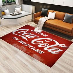 coca cola pattern rug, cola bottle, coca cola rug, coke bottle rug, coke rug, rugs living room, kitchen rug, red rug
