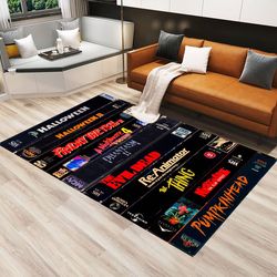 horror movie rug, retro movie, videocasette box, 80s, 90s, living room rug, bedroom rug, kitchen rug, gift for birthday,