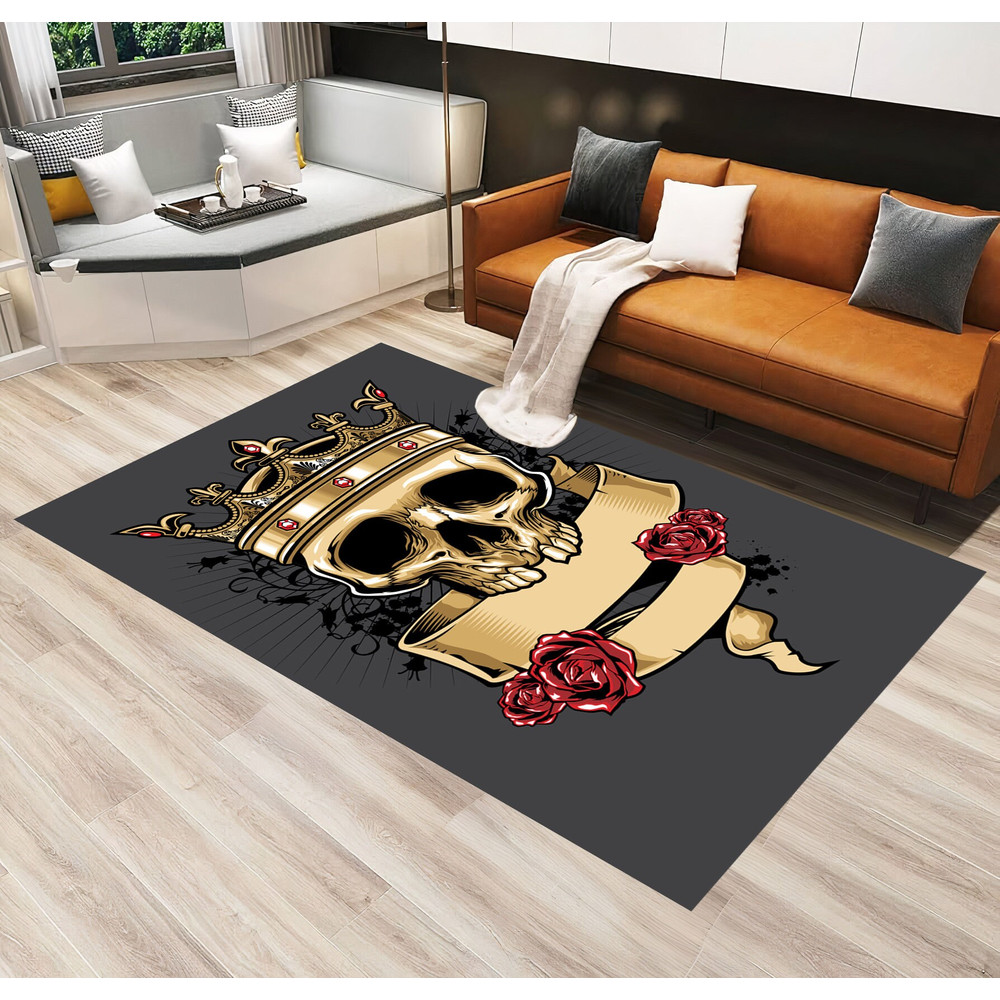 King Skull Pattern Rug,Ghost Pattern Rug,Scary Rug,Rugs For Living Room,Rug For Bedroom,Gift For Him,Horror Decor,Area Rug,Gift For Son Room.jpg