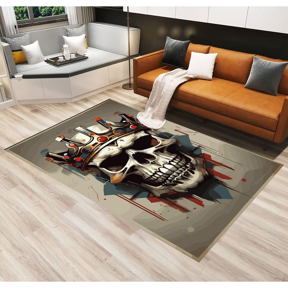 King Skull Pattern Rug,Ghost Pattern Rug,Scary Rug,Rugs For Living Room,Rug For Bedroom,Gift For Him,Horror Decor,Area Rug,Gift For Son.jpg