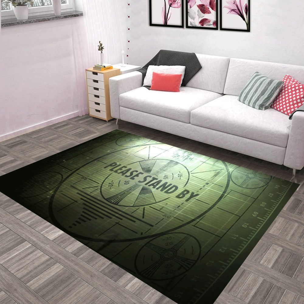 Please Stand By TV Test Pattern Rug, Designer Rug, Modern Rug,Please Stand By illustration, Fallout 3, Test Patterns, Game Rug, Home Decor.jpg
