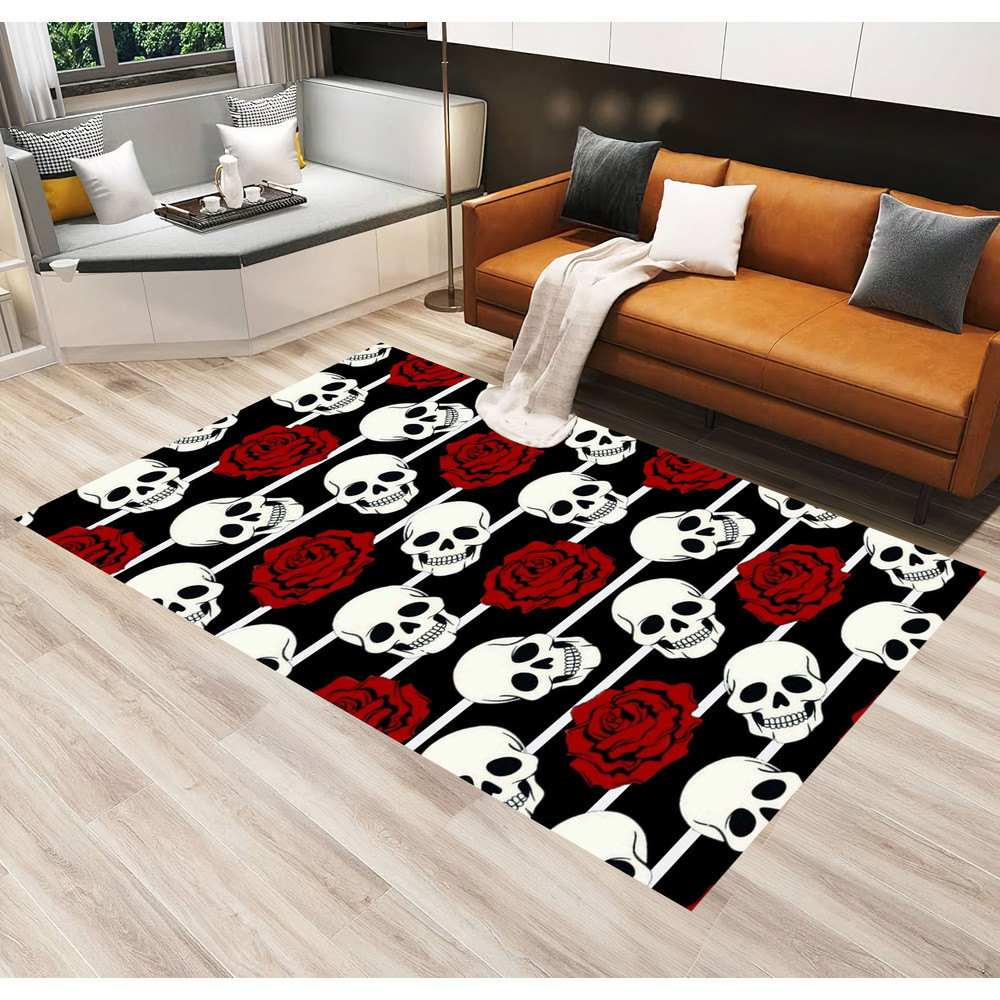 Skull Pattern Rug,Ghost Pattern Rug,Scary Rug,Rugs For Living Room,Rug For Bedroom,Gift For Him,Horror Decor,Area Rug,Rugs For Son Room.jpg