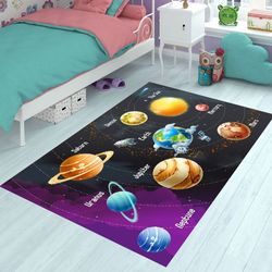 space pattern rugs, planets pattern rugs, baby room rug, edicutional rug, rugs for living room, rugs for bedroom kids