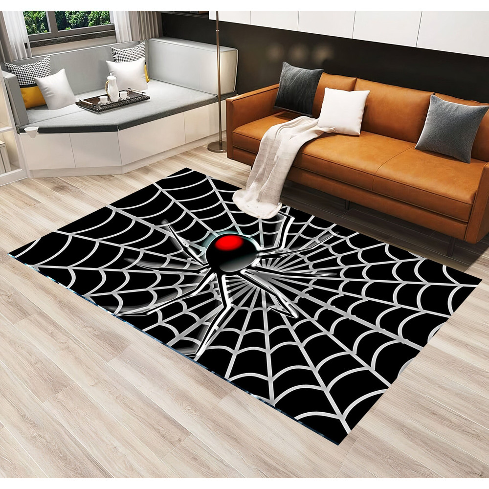 Spider Web Rug,Spider Rug,Cool Rug,Cartoon Character Rug,Kids Room Rug,Rugs For Living Room,Gift For Son,Bedroom Rug,Black Rug.jpg