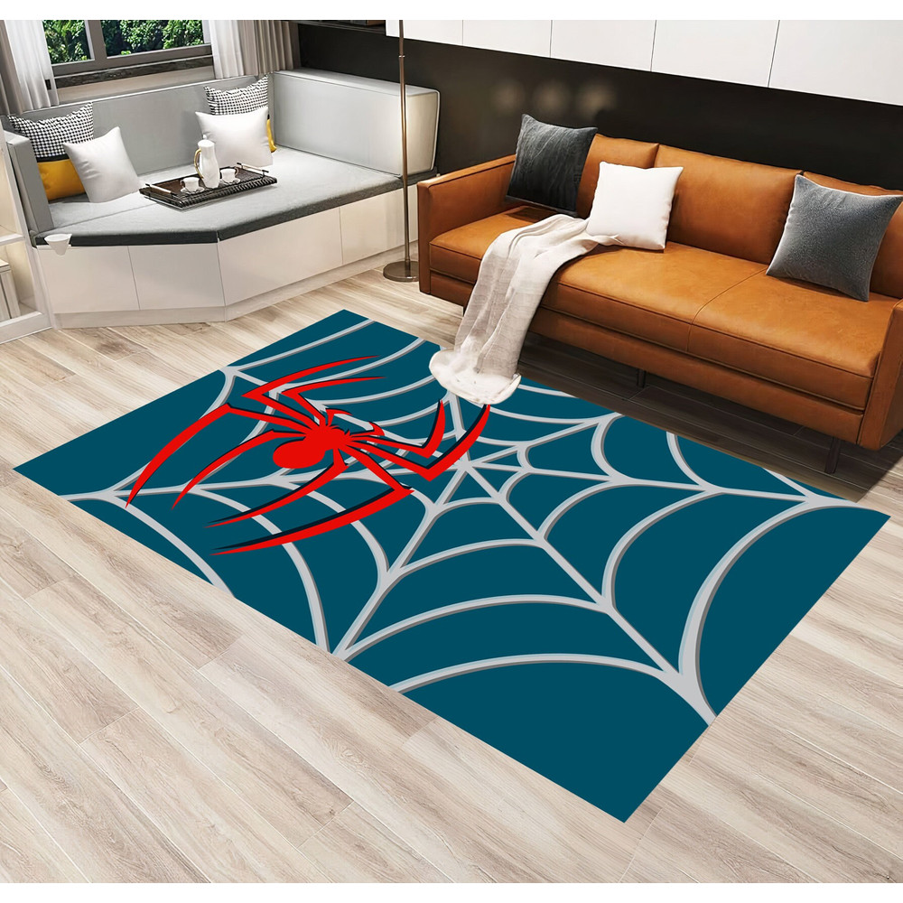 Spider Web Rug,SpiderMan Comic Rug,Blue Rug,Cartoon Character Rug,Kids Room Rug,Rugs For Living Room,Gift For Son,Bedroom Rug,.jpg