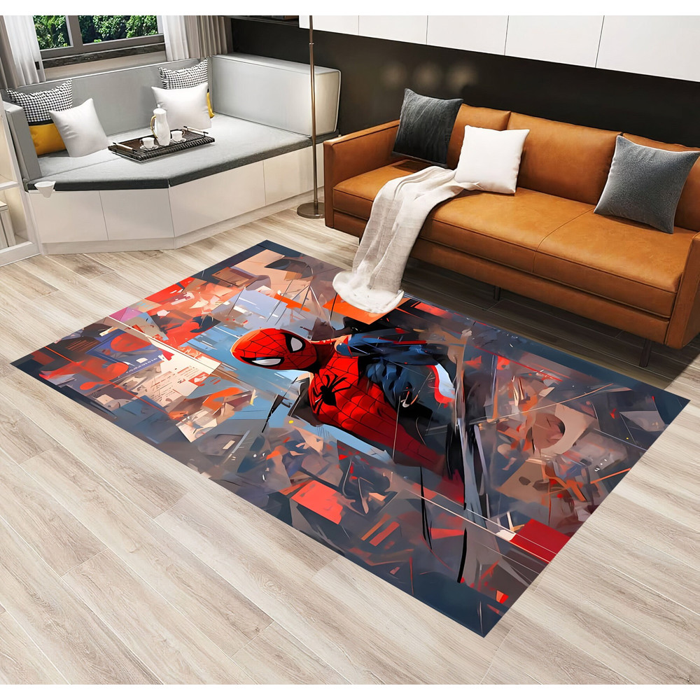 Spiderman Rug,Spider man Rug,Cool Rug,Cartoon Character Rug,Kids Room Rug,Living Room Rug,Teens Room Rug,Red Rug,Durable Rug,Washable Rug.jpg