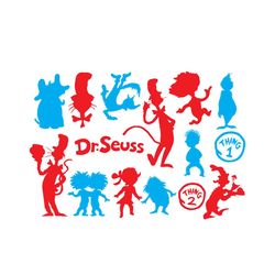 dr seuss thing 1 thing 2 svg bundle, dr seuss svg, cat in the hat svg, thing 1 thing 2 svg, dr seuss quotes, dr seuss