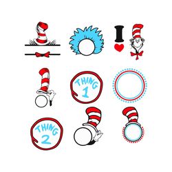dr seuss bundle thing 1 thing 2 svg, trending svg, dr seuss svg, thing svg, cat in hat svg, catinthehat svg