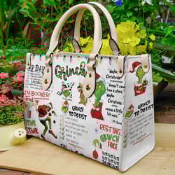 christmas grinch highquality handbag, grinch lover handbag, custom leather bag