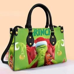 Grinch Christmas Leather Bag,  Grinch Lover Handbag,  Custom Leather Bag
