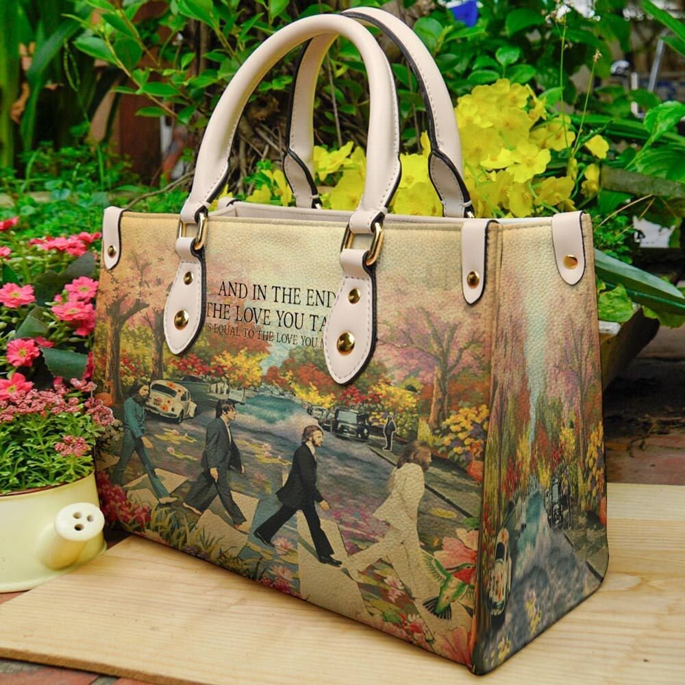 The Beatles Rock Band Leather Bag, Rock Music Handbag, Custom Leather Bag, Woman Handbag, Personalized Bag, Shopping Bag.jpg