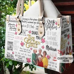 the golden girls leather handbag, tv show movie handbag wallet travel luggage bag, personalized women handbag