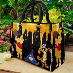 Winnie The Pooh Cartoon Leather Bag hand bag, Custom Pooh Woman Purse, Pooh Lovers Handbag