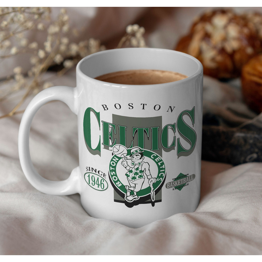 Boston Basketball Vintage Mug, Celtics 90s Basketball Graphic Coffee Mug, Celtic Basketball Est 1946 Mug, Retro For Basketball Fans.jpg
