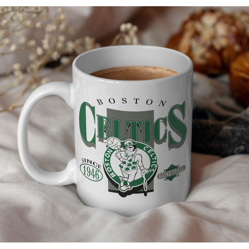 Boston Basketball Vintage Mug, Celtics 90s Basketball Graphic Coffee Mug, Celtic Basketball Est 1946 Mug, Retro For Basketball Fans.jpg