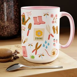 gardener gift coffee mugs, plant lover mug, hoeing aint easy coffee cup