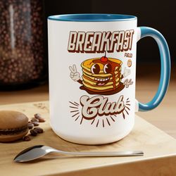 retro breakfast club    coffee mugs, pancake lover mugs, breakfast club fueled by coffee