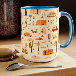 retro camping adventure coffee mug, camping lover mug, rv joyride camping lover mug