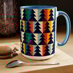 retro christmas tree coffee mugs, colorful christmas mug, retro style mugs