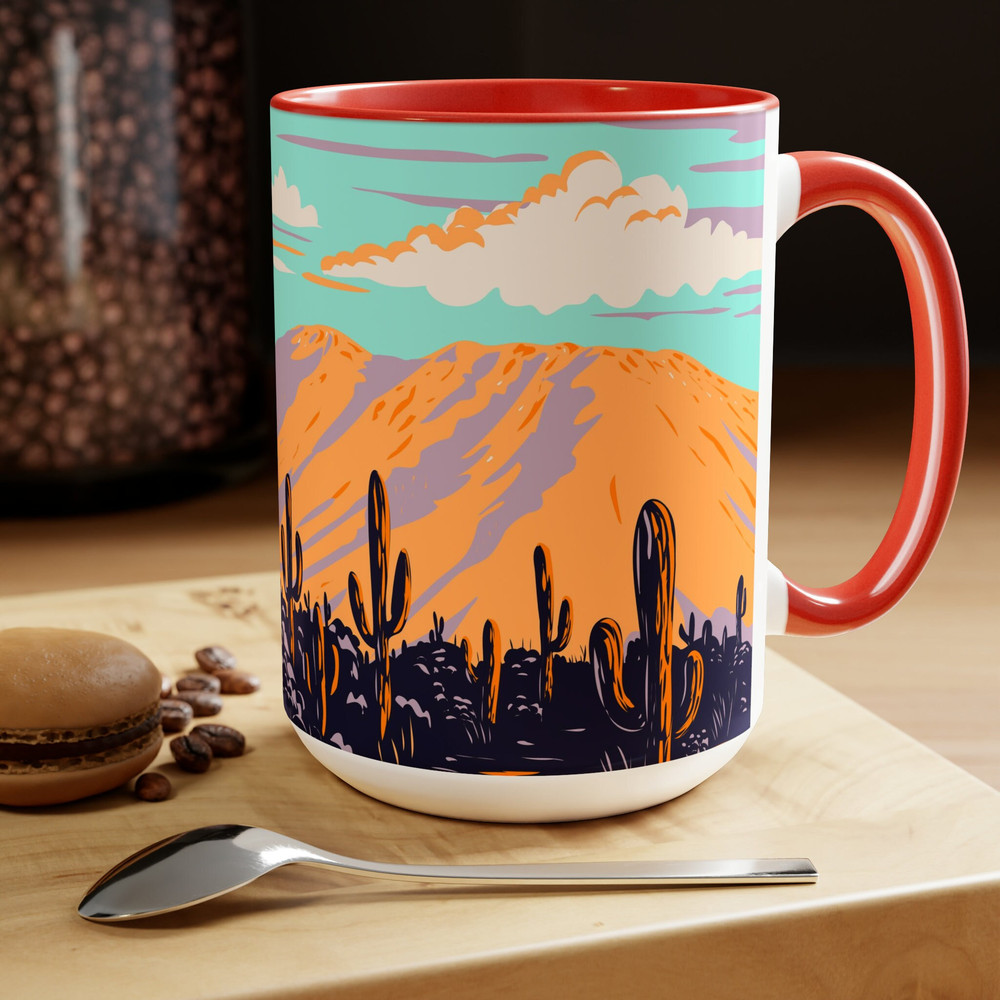 Saguaro Desert Coffee Mug, Desert Shirt, Cactus Plants Coffee Mug, Arizona Desert Coffee Mug, Cactus Graphic, Camping Adventure Lover Gift.jpg