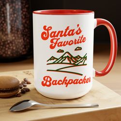 santas favorite fisherman holiday christmas coffee mug, retro coffee mug, fishing coffee mug