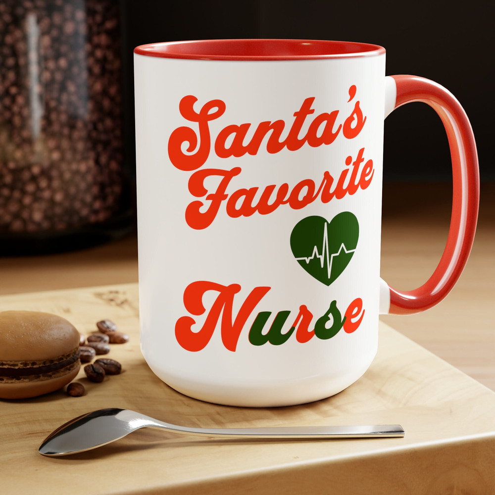Santa's Favorite Nurse Holiday Christmas Coffee Mug, Retro Nurse Christmas Mug, Hospital Clinic School Nurse, Christmas Gift for Nurses.jpg