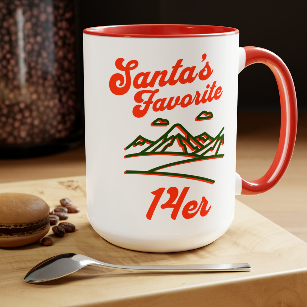 Santas Favorite Fourteener Retro Christmas Coffee Mug, Colorado 14er Coffee Mug, Hiking Nature Mountain Lover Mug, Outdoors Christmas Gift.jpg