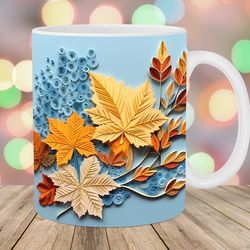 3d autumn maple leaves mug, 11oz and 15oz mug, mug design