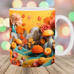 3d autumn mushrooms mug, 11oz 15oz mug, mug design