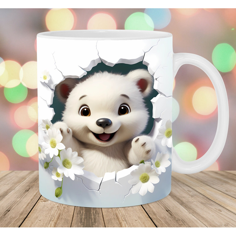 3D Baby Bear Hole In A Wall Mug Wrap, 11oz And 15oz Mug Template, Mug Sublimation Design, Mug Wrap Template, Instant Digital Download PNG.jpg