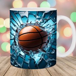 3d basketball hole in a glass wall mug, 11oz 15oz mug, mug design