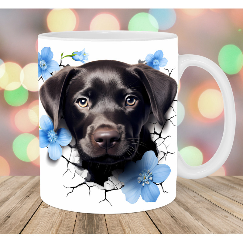 3D Black Labrador Mug Wrap, 11oz And 15oz Mug Template, Mug Sublimation Design, Hole In A Wall Mug Template, Instant Digital Download PNG.jpg