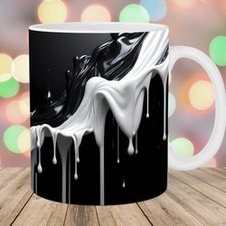3d black white painting mug, 11oz and 15oz mug, mug design