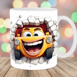 3d car hole in a wall mug, 11oz 15oz mug, kids mug design