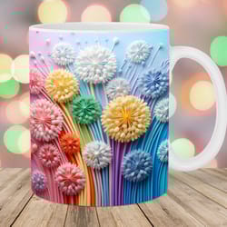 3d colorful dandelions flowers mug, 11oz and 15oz mug, mug design