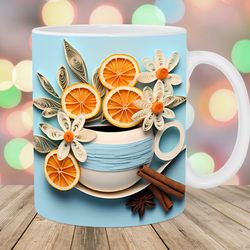 3d cup oranges cinnamon flowers mug, 11oz 15oz mug, mug design