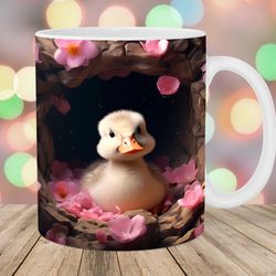 3d duck mug, 11oz 15oz mug, hole in a wall mug design